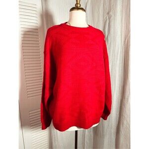 Brittany Bay Sweaters Size XL Women’s Vintage Red Knitted Geometric Thick Knit